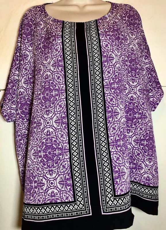 CROFT BARROW WOMENS PLUS OVERSIZED TOP 3X PURPLE/BLACK NEW CONDITION