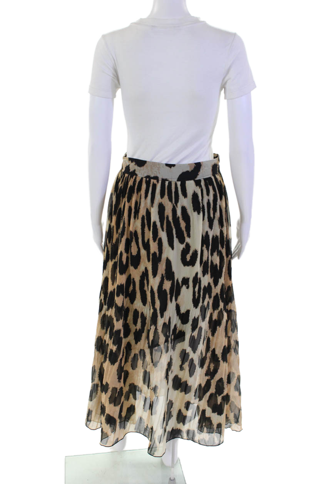 Ganni Women's Zip Closure Lined Pleated Flare Maxi Skirt Animal Print ...