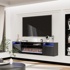 Chimenea Flotante Soporte TV con Chimenea Eléctrica Calentador 36", Negro