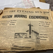 1969 MARCH 29 and more THE BALTIMORE SUN - DWIGHT D. EISENHOWER DIED See below..