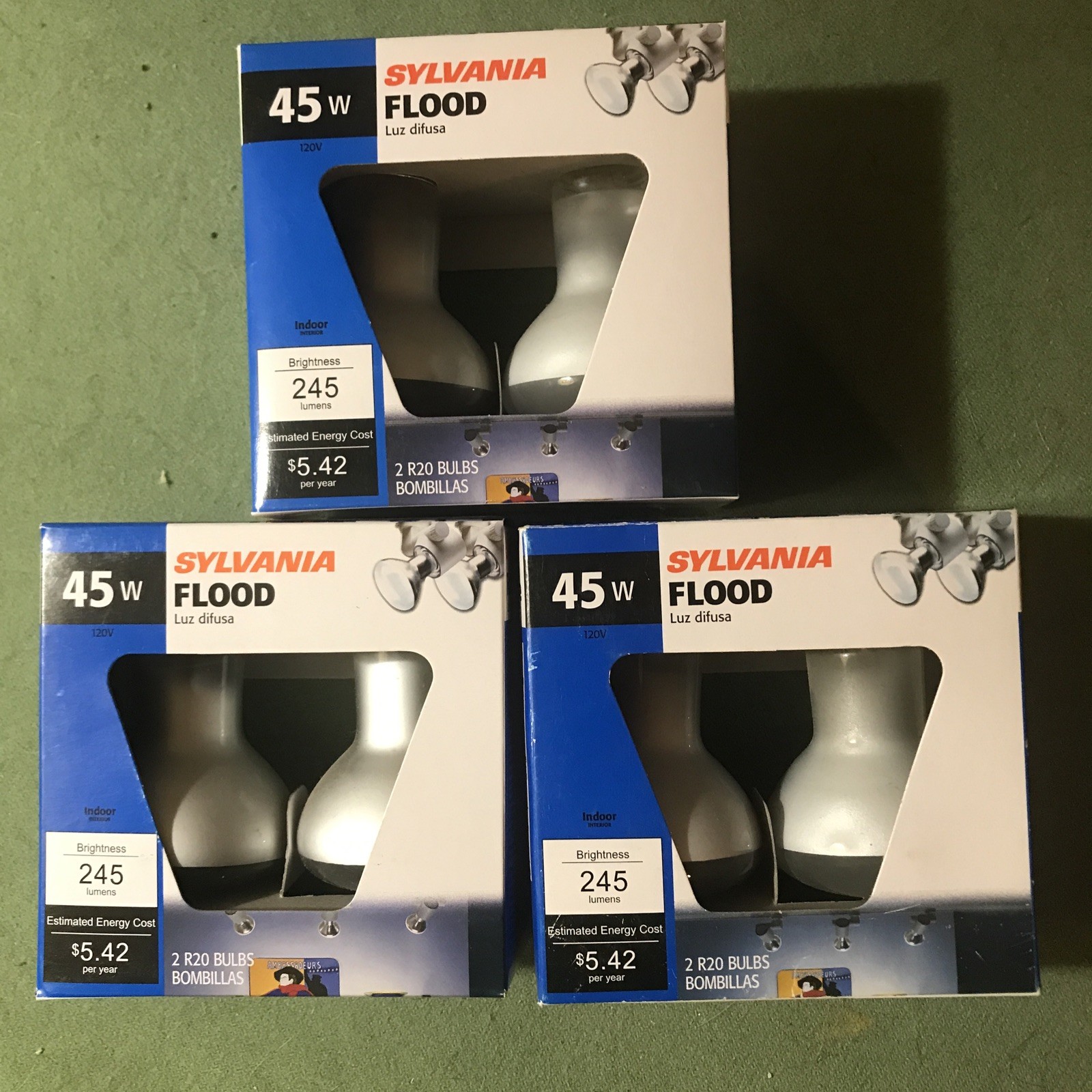Lot Of (3) 2 Pack  45W Flood R20 Light Bulb Warm White (6 Bu
