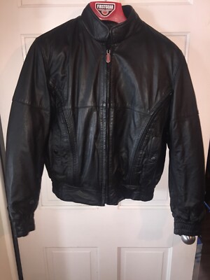 First Gear Hein Gericke Women's M Black Leather Motorcycle Jacket W Liner