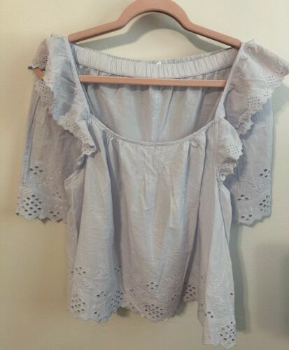 Shabby Chic Rachel Ashwell Large 2 Piece Pajamas ๐ธ Baby Blue Eyelet Cotton ๐ธ