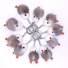 Lote de 10 piezas de piel de visón real piel de pato pollito bola pompón bolso peludo colgante regalo