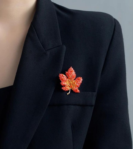 1/2/3/4PCS Crystal Maple Leaf Brooch Pin Women Clothing Collar Corsage Jewelry - Picture 9 of 34