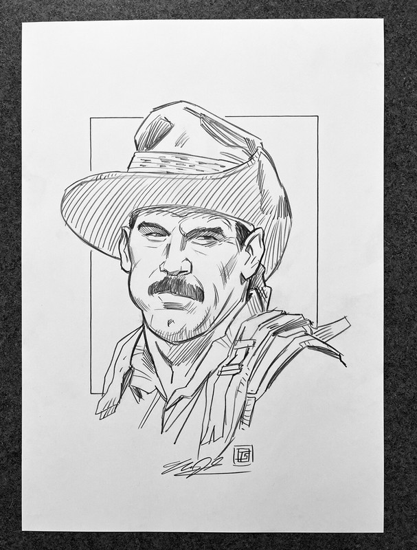Predator Blain Jesse Ventura ORIGINAL PENCIL SKETCH Tim Shinn