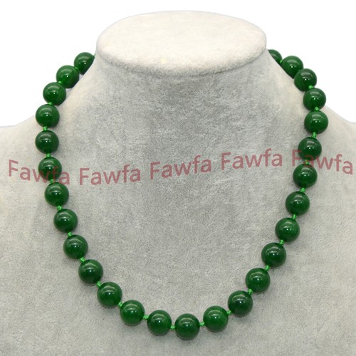 Fine Natural Green Jade 8/10/12/14mm Round Gems Beaded Necklace 18-58'' - Picture 4 of 9