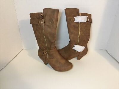 Lucky Top Cookie Quilted Buckle Mid Heel Knee High Riding Boots For Little  Girls