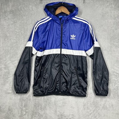 Adidas Originals Windbreaker Zip Jacket Blue Black Youth Large