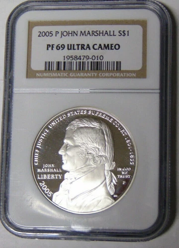 NGC PF 69 Ultra Cameo 2005-P John Marshall Commemorative Silver Dollar