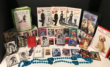 Junk Drawer Lot of Trading Cards, Golf Book, Charlie Chaplin, & Misc Items #71