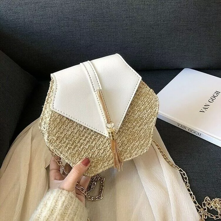 Hexagon rattan bag sale
