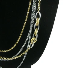 Necklace 33 In Goldtone Silvertone Multi Strand Jewelry Vintage Estate Statement