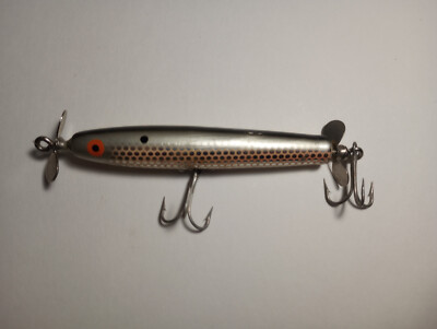 RARE WOOD 4'' Silver Topwater Surface Lure W/ Propeller Rare Bait FREE SHIP