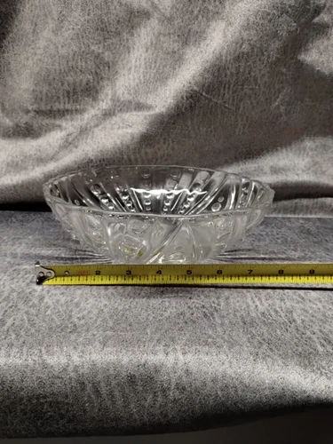 VTG Anchor Hocking Clear Glass Burple Bubble Swirl 3 ToedRound Fruit Candy Dish