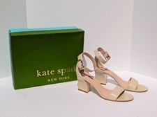 8M Kate Spade Susanne Bone Crinkle Patent Leather 2-3/4" Block Heel Ankle Strap
