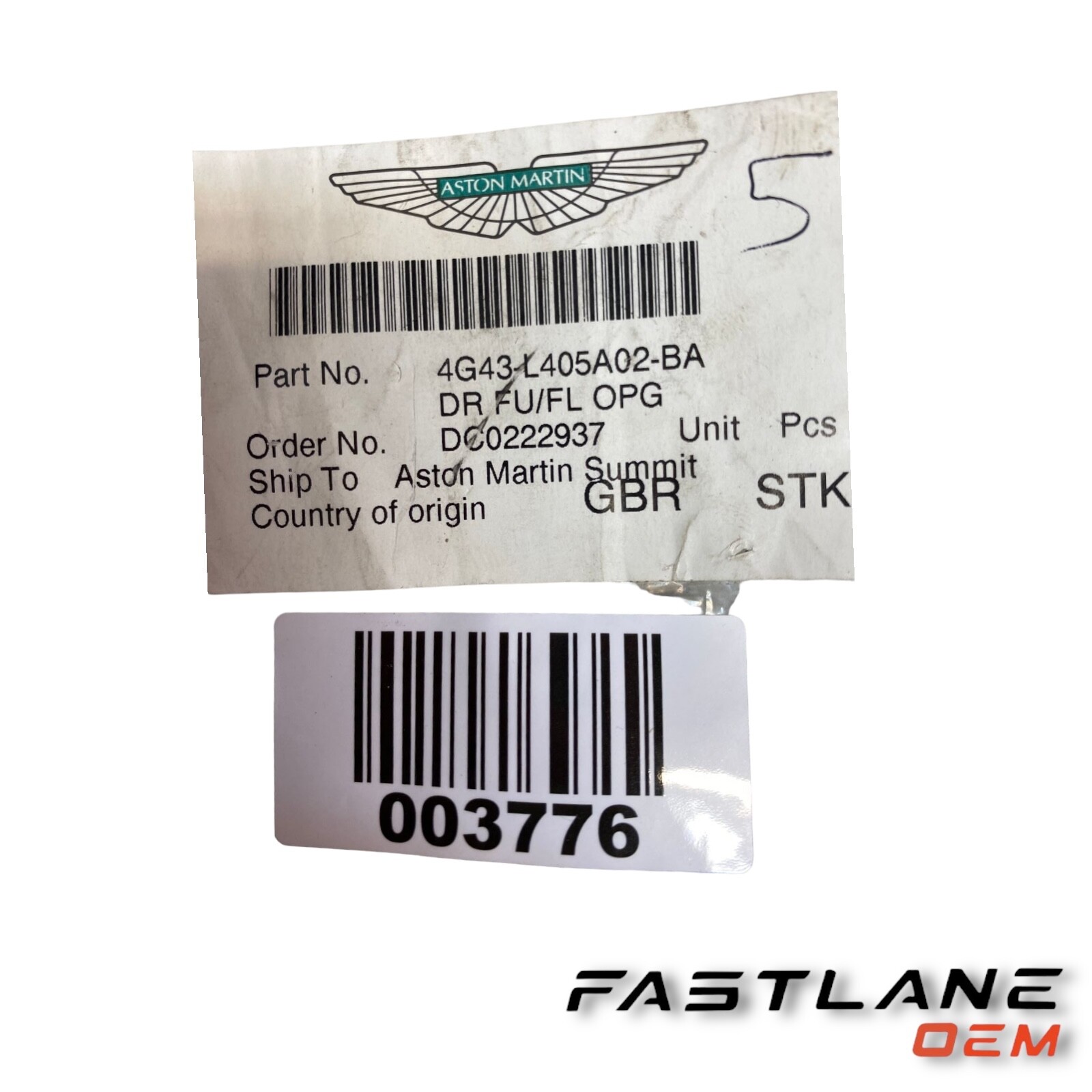 2004-2012 ASTON MARTIN DB9 DRIVE FU/FL OPG NEW OEM 4G43-L405A02-BA