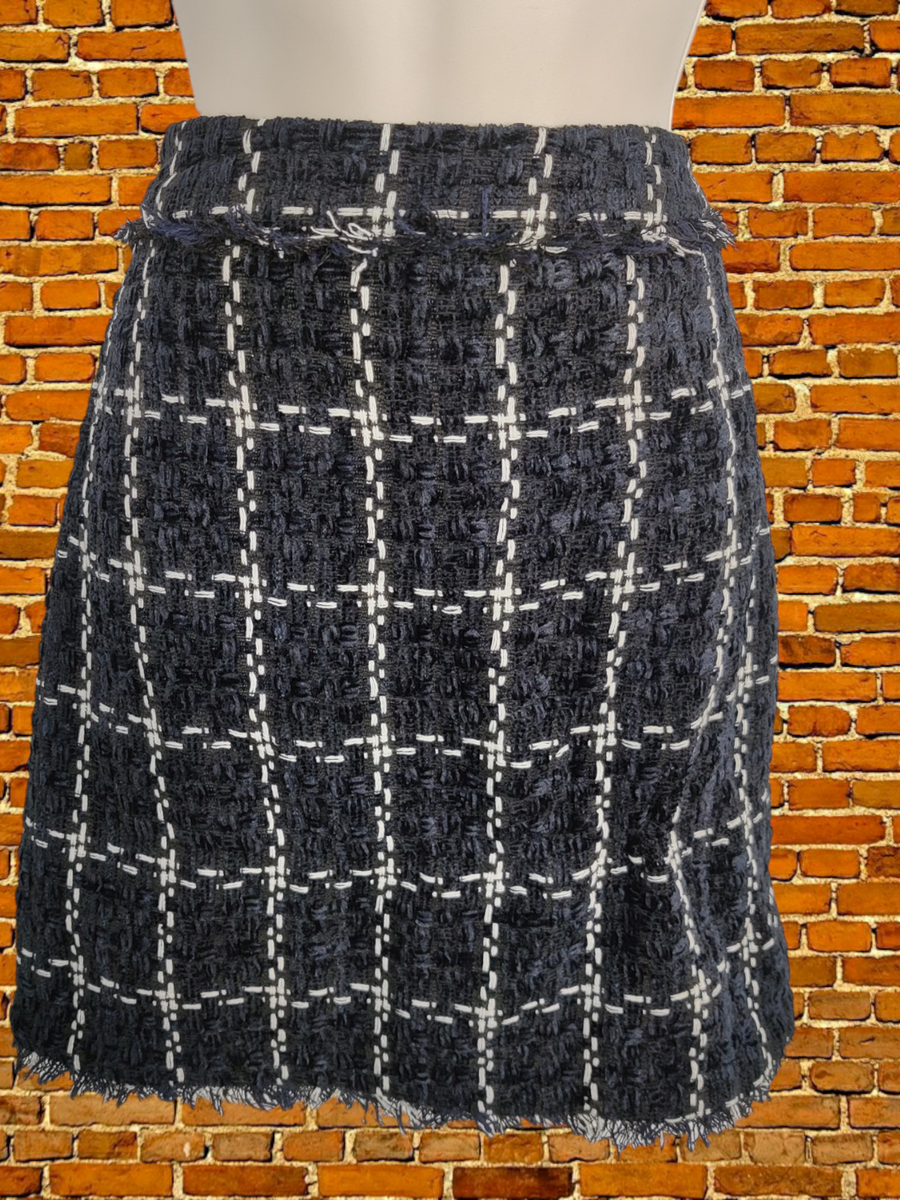 BNWT WOMENS WAREHOUSE TAILORED SKIRT UK BLACK WHITE CHENILLE