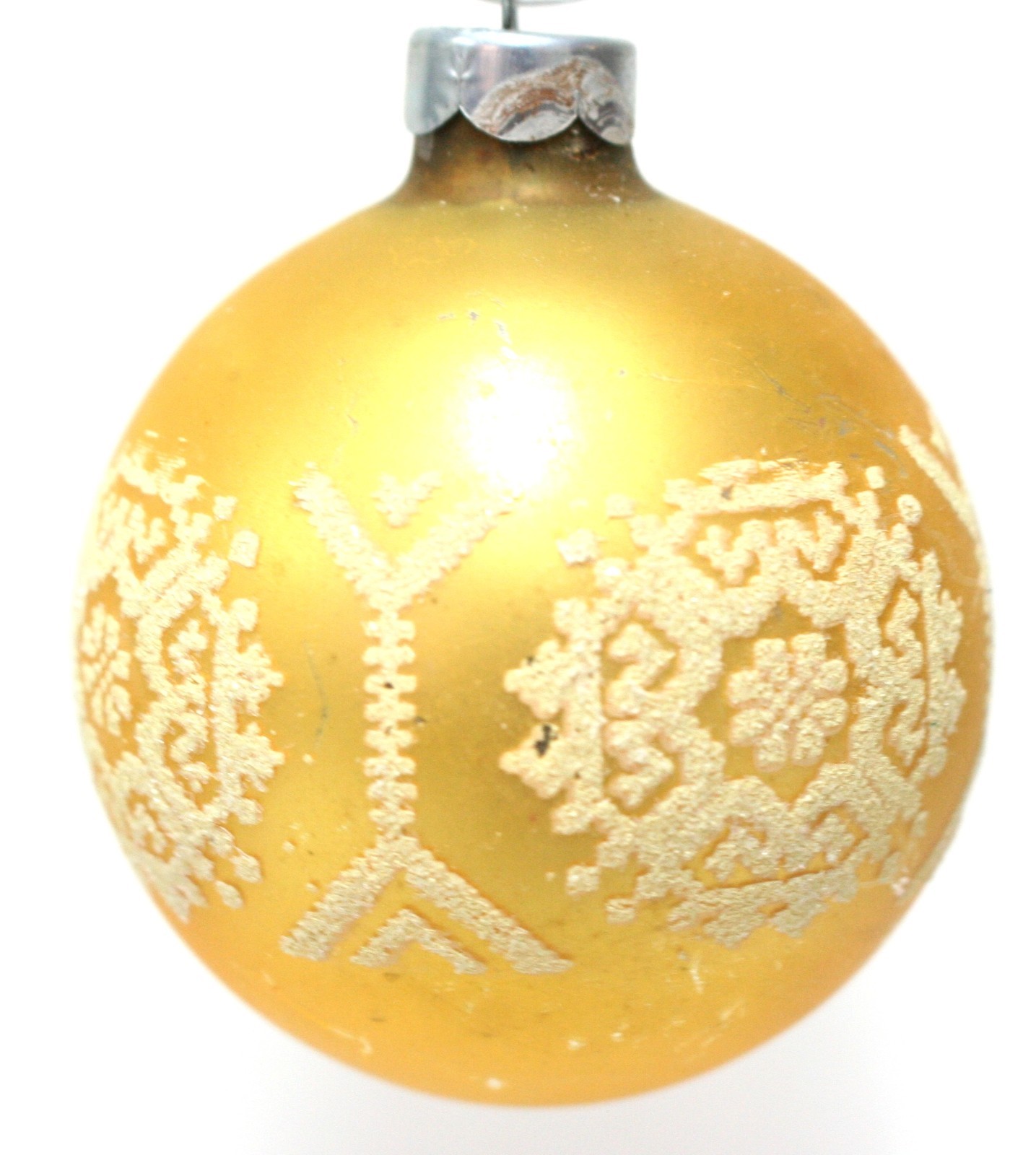 Hand-Blown Golden Glitter Glass Ball Christmas Tree Ornament