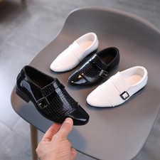 Oxford Shoes Boys Kids Brogue Leather Formal Classic Wedding Prom Dress Shoes