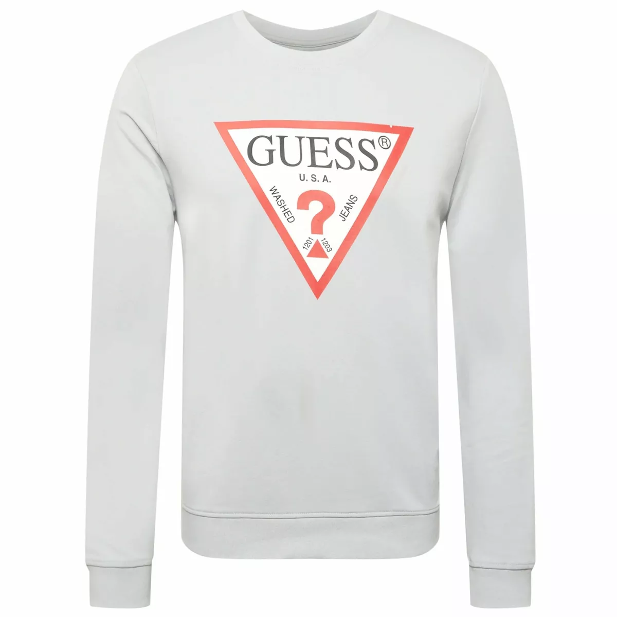 Guess Audley Classic Logo Crew Neck Sweatshirt Mist Grey
