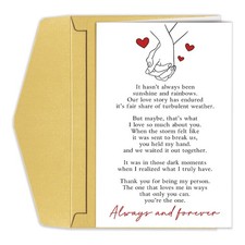 Romantic Valentines Day Card for Him Her, Heartfelt Poem Anniversary Card for...