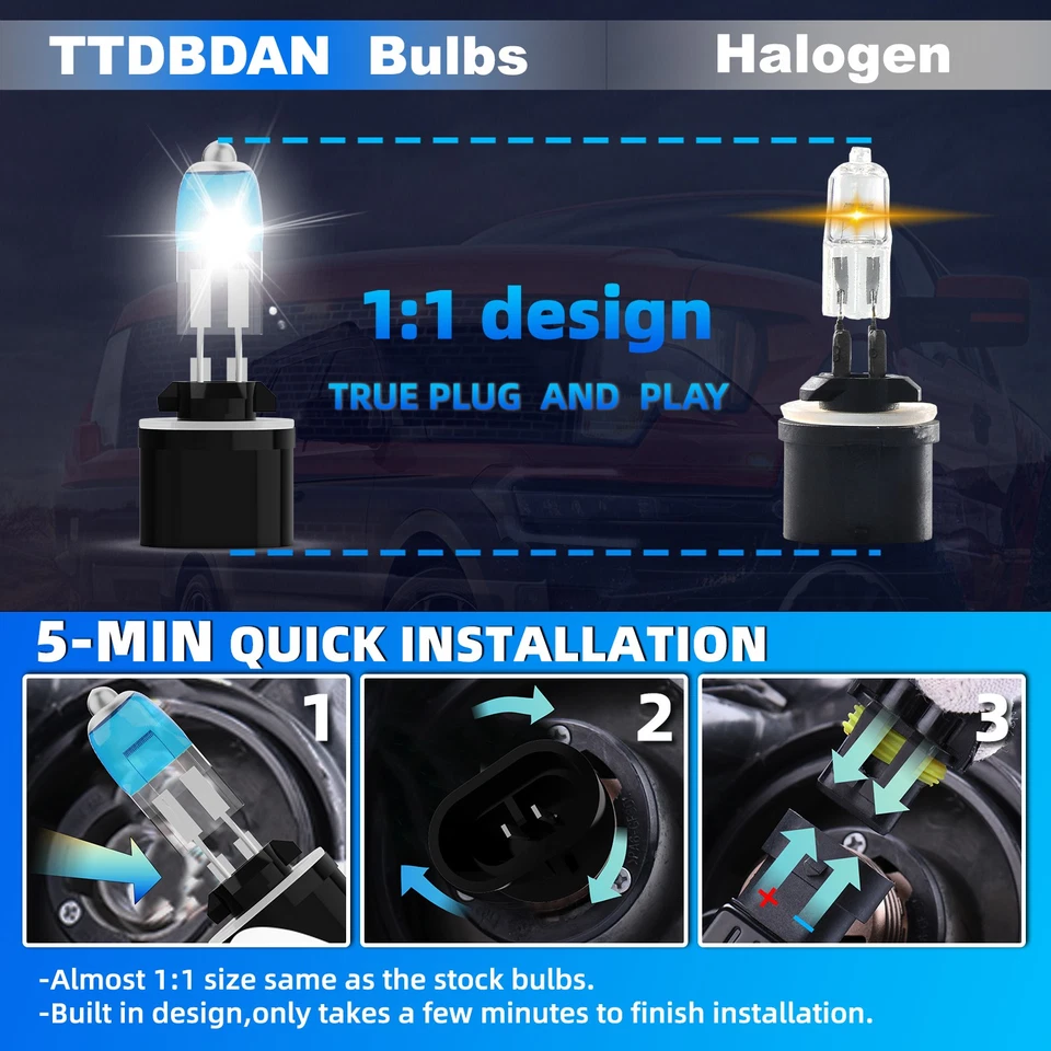 Faros halógenos luz antiniebla haz alto/bajo 6000 k para Ford Taurus 1992-2007 Foto 2 de 4