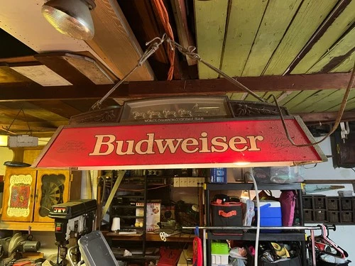 vintage beer lighted sign Budweiser over pool table works great