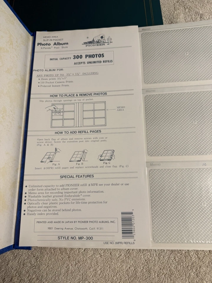 "Álbum de fotos Pioneer MP-300 3,5x5"" bolsillo deslizable - tiene capacidad para 300 fotos - azul y verde" Foto 3 de 4