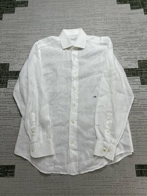 Damiani Dress Shirt Mens 16 White Linen Button Up * | eBay