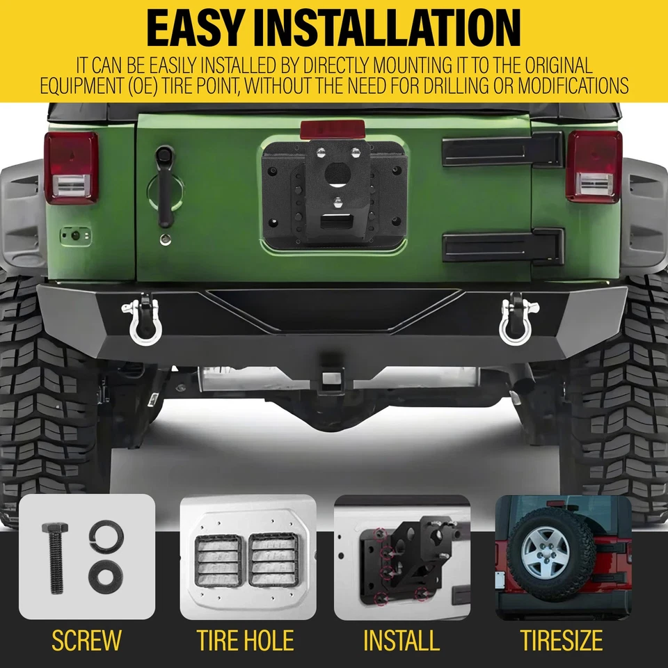 New Rear Spare Tire Carrier Rack For Jeep Wrangler JK JKU Unlimited 07-18 - Image 4 of 4