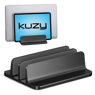 Vertical Laptop Stand Adjustable Dual Slot, MacBook Stand Holder Desk - Black