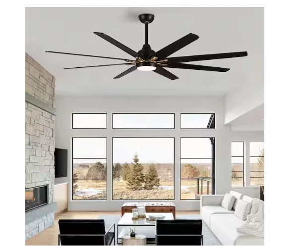 YUHAO 72" Industrial Negro Dorado LED Ventilador de Techo Luz Regulable Motor DC Control Remoto Foto 4 de 4