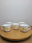 Vntg Milk Glass Cups Arcopal France Yellow Poppy Cottagecore Grannycore