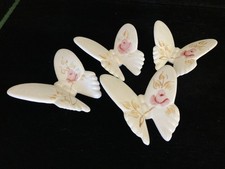 Vtg Set of 4 Hand-Painted Porcelain Butterflies Wall Hangings-Lasting Products