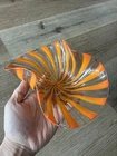 Vintage Murano-Style Swirl Art Glass Bowl – Orange & Gold Aventurine