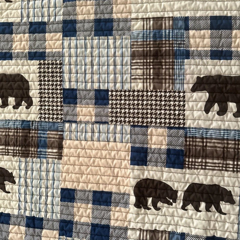 Bear Quilt Lightweight Reversible Quilt 90”x69” Twin/Twin L Woodsy Lodge Outdoor - Image 4 of 4