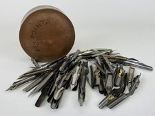 Lot 85 Calligraphy Fountain Pen Points Nibs in Copper Box Speedball Esterbrook