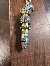 King Baby .38 Bullet Sterling Silver Star Flag Pendant Necklace