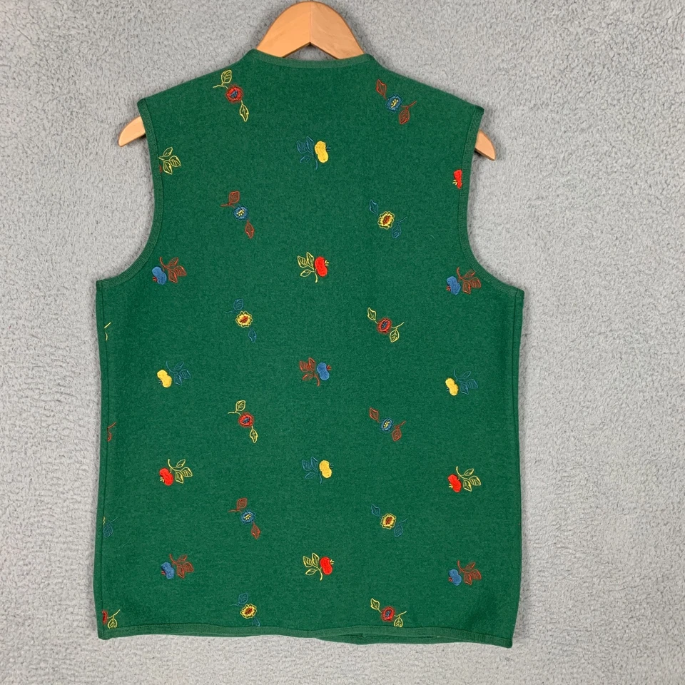 Geiger Collections Sweater Vest Womens 40 Green Embroidered Felted Boiled Wool - Image 4 of 4