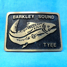 Barkley Sound Tyee Salmon Belt Buckle British Columbia Vtg Rainbow Metals.MMR059
