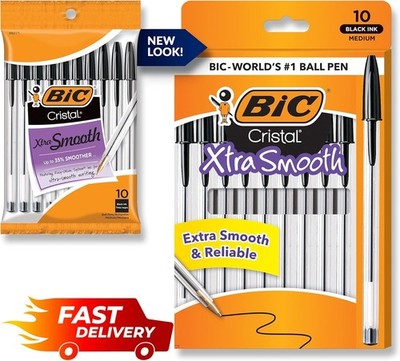 BIC Cristal Xtra Smooth Ballpoint Pen, Medium Point (1.0mm), Black, 10-Count