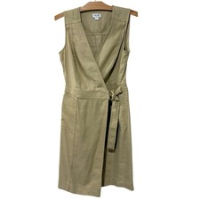Per Se | Wrap Dress Belted Kkaki Sleeveless Career Minimalist Luxury- Size 6