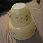 Vintage Pyrex "Shenandoah" Nesting Mixing Bowls Set of 2 Yellow #'s 401, 403