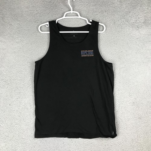 Rip Curl Tank Top Shirt Mens Large Black Standard Fit Surf Graphic Cotton Beach