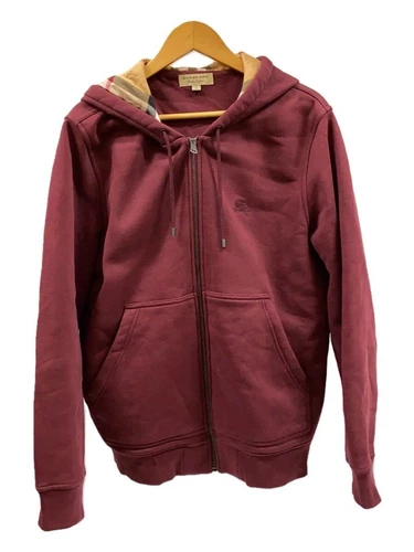 Felpa con cappuccio e zip BURBERRY XL cotone bordeaux usata