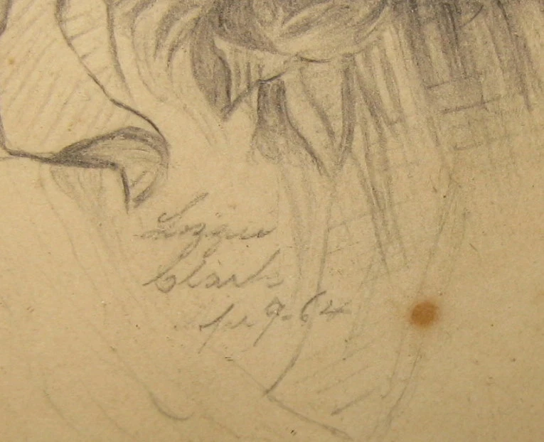 ANTIGUO DIBUJO A LÁPIZ RETRATO "CHICO MARINERO" LISTADO LIZZIE CLARK 1864 Foto 3 de 4