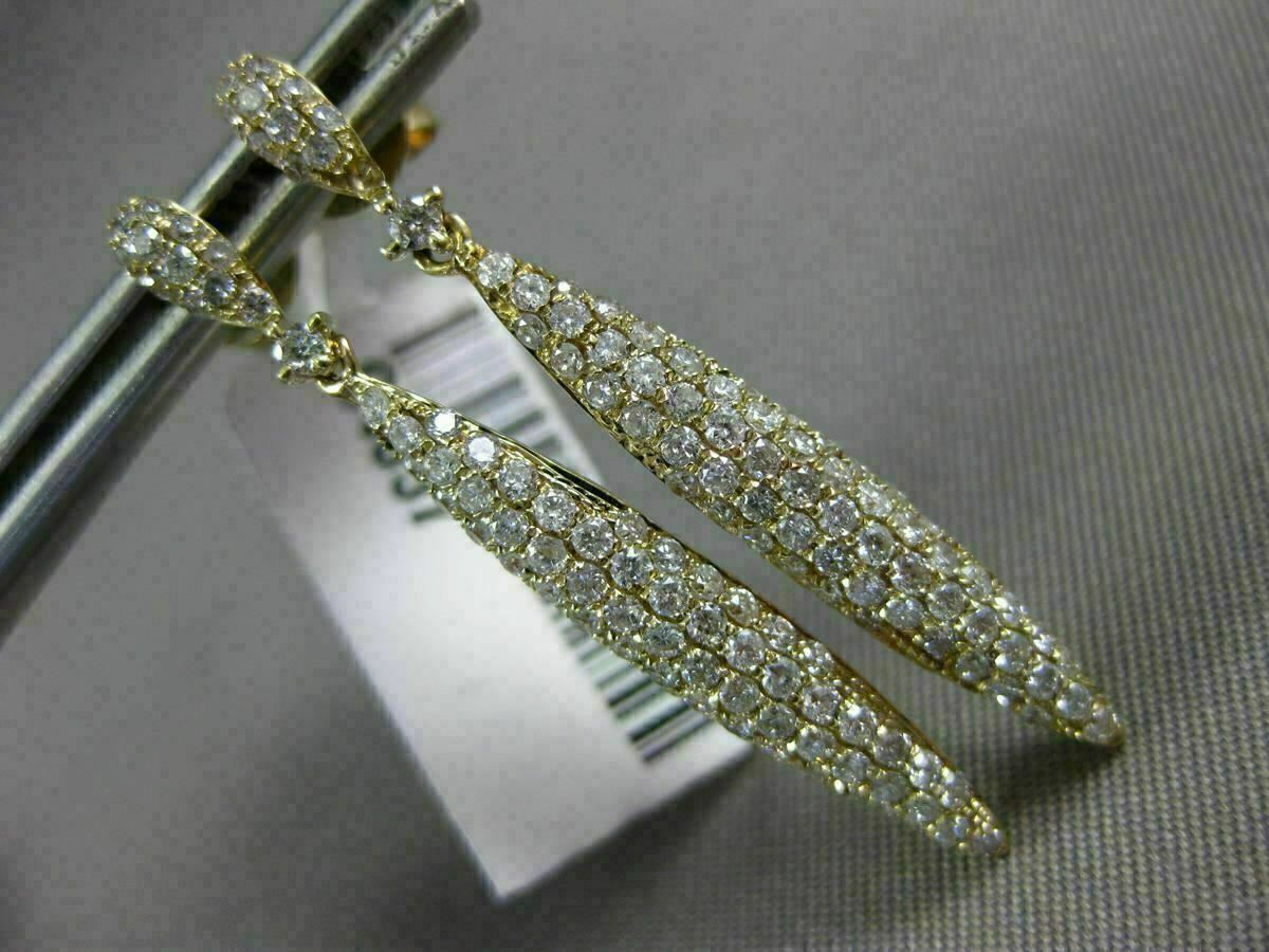 FILA ESTATE LARGE 1.15CT DIAMOND 14K YELLOW G MULTI ROW ELONGATED HANGING EARRINGS