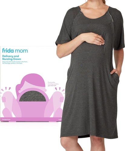 Labor and Delivery Gown, Easy-Snap Nursing Gown with Skin-to-Skin Access - Picture 2 of 7