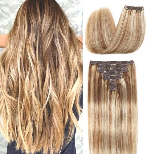 Extensiones de cabello con clip cabello humano real clip de doble trama en cabello Remy completamente grueso - Imagen 86 de 99